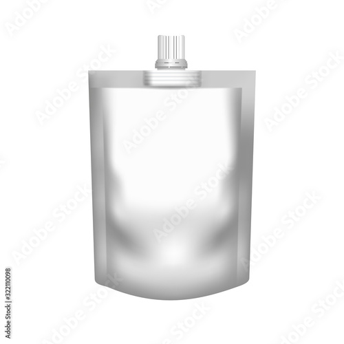 Realistic blank white pouch doypack with top spout