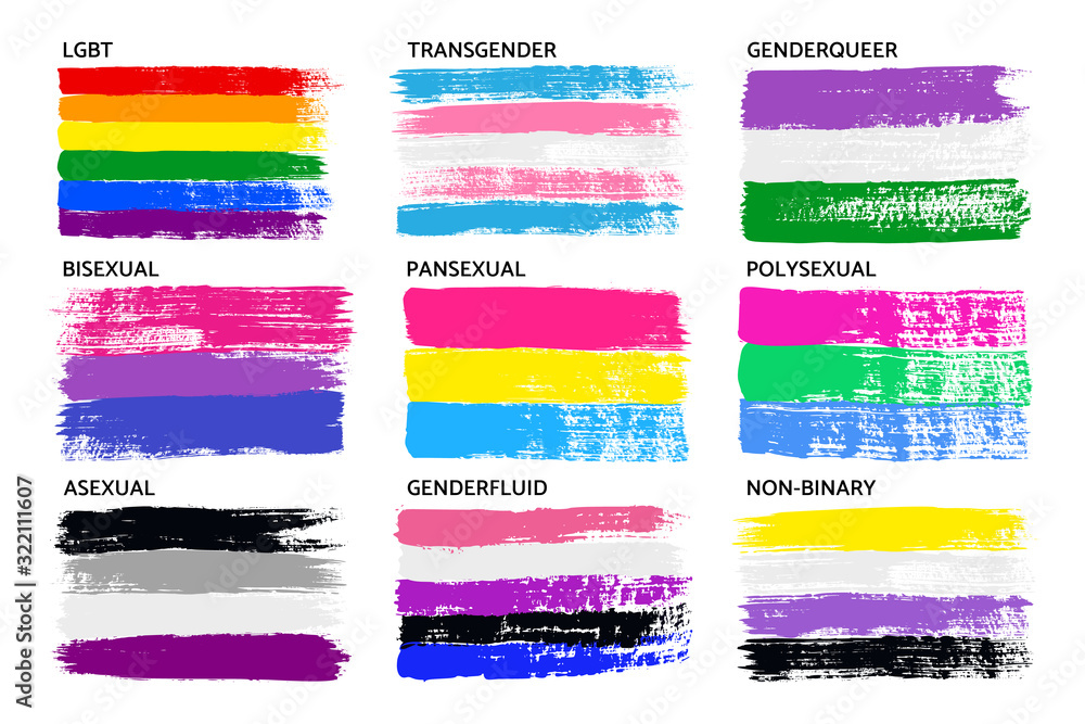 Grunge Lgbt Pride Flag Collection Lesbian Gay Bisexual Pansexual Asexual Genderfluid