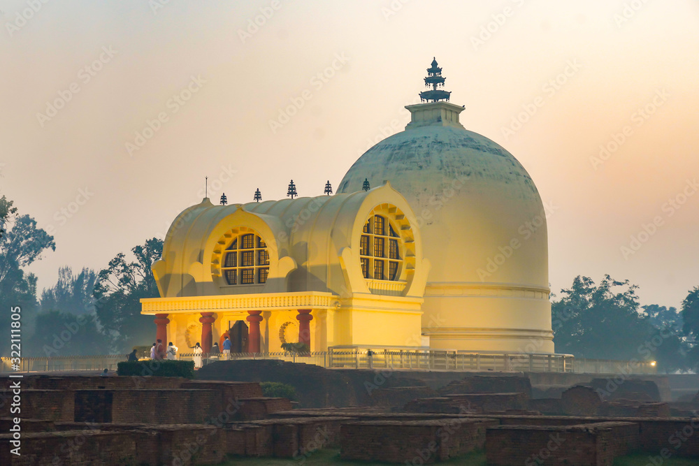 Fototapeta premium Parinirvana Stupa in Kushinagar India in the Morning. Parinirvana Stupa is the Death Place of Gautama Buddha