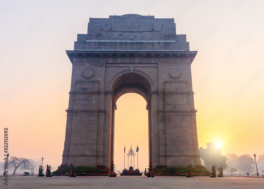 India Gate at sunrise, Rajpath, New Dehli, Delhi, India