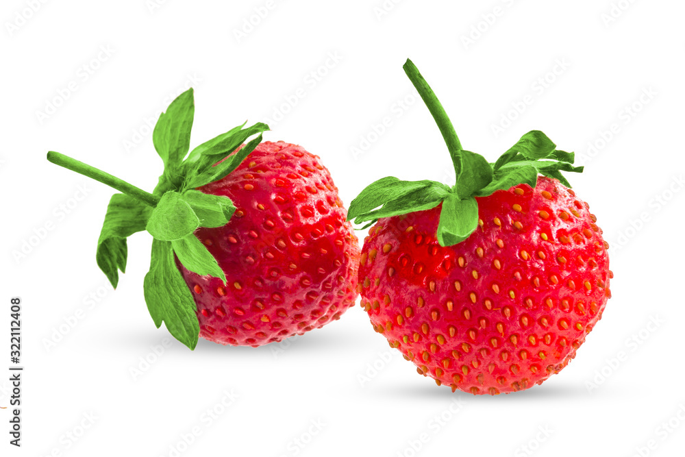 Two berries not large strawberries on a white background. Two berries not large strawberries on a white background.