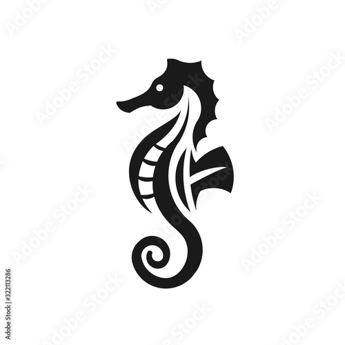 Sea Horse creative vector illustration,Sea animal color icons in trendy flat style