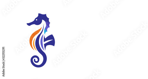 Sea Horse creative vector illustration,Sea animal color icons in trendy flat style