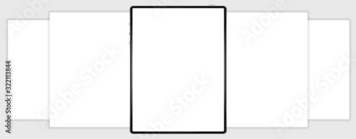 tablet with interface carousel post on social network. Vector illustration