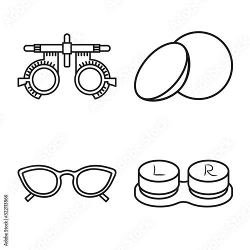 Vector illustration of correction and optometry icon. Set of correction and vision stock symbol for web.