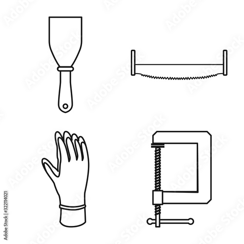 Vector illustration of repair and toolbox icon. Set of repair and renovation stock symbol for web.