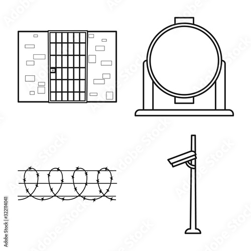 Isolated object of jail and law sign. jail and crime stock symbol for web.