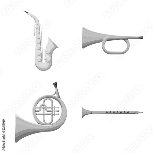 Vector illustration of play and festival symbol. Set of play and concert vector icon for stock.