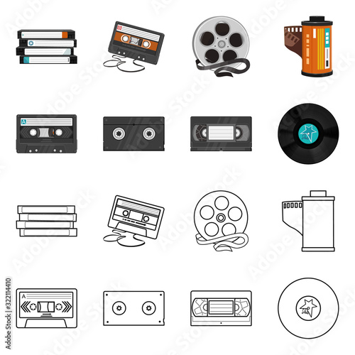 Isolated object of equipment and device sign. Set of equipment and player stock symbol for web.