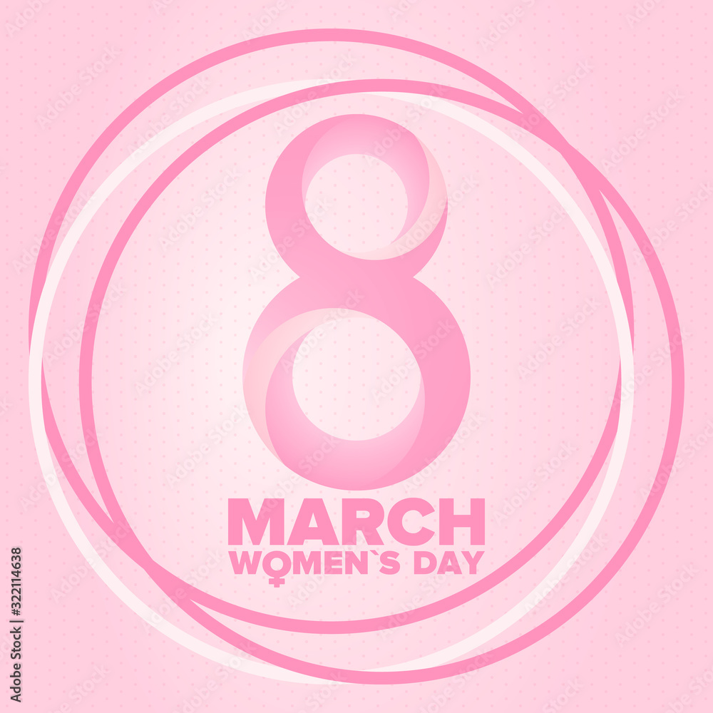 Happy Women’s Day. International holiday of female solidarity, which is celebrated on March 8. Women's rights, girl power. Female sign. Poster, card, banner and background. Vector illustration Happy Women’s Day. International holiday of female solidarity, which is celebrated on March 8. Women's rights, girl power. Female sign. Poster, card, banner and background. Vector illustration