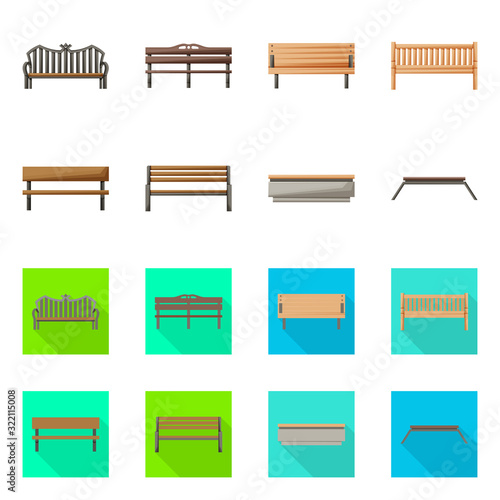 Vector design of seat and architecture symbol. Set of seat and construction vector icon for stock.