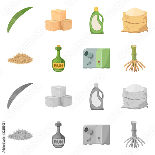 Vector design of industry and sugarcane symbol. Collection of industry and tropical vector icon for stock.