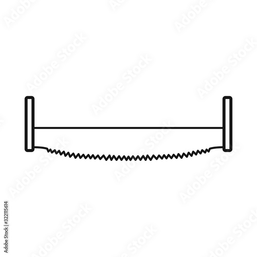Vector illustration of saw and hacksaw sign. Graphic of saw and equipment stock symbol for web.