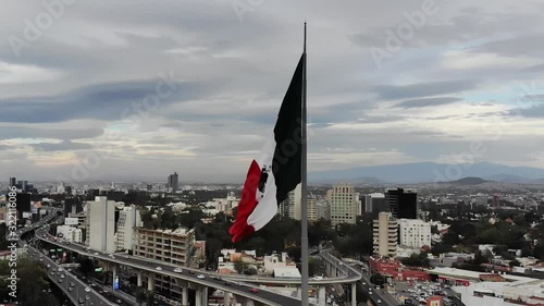 Aerial view of the monumental flag of San Jeronimo Lidice in the south of Mexico City. photo