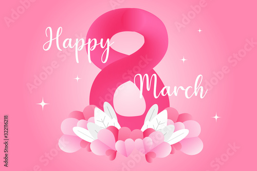 March 8, women's day poster background with flowers - Vector Illustration