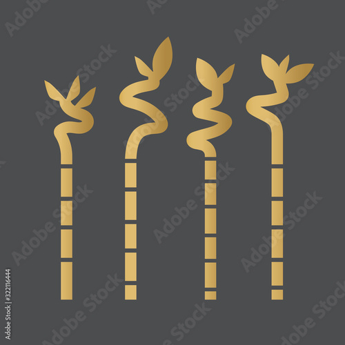 golden lucky bamboo sticks- vector illustration