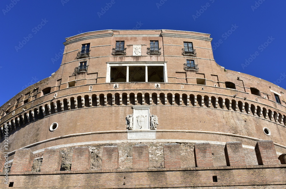 Castel Sant’Angelo with blue sky. Rome, Italy.