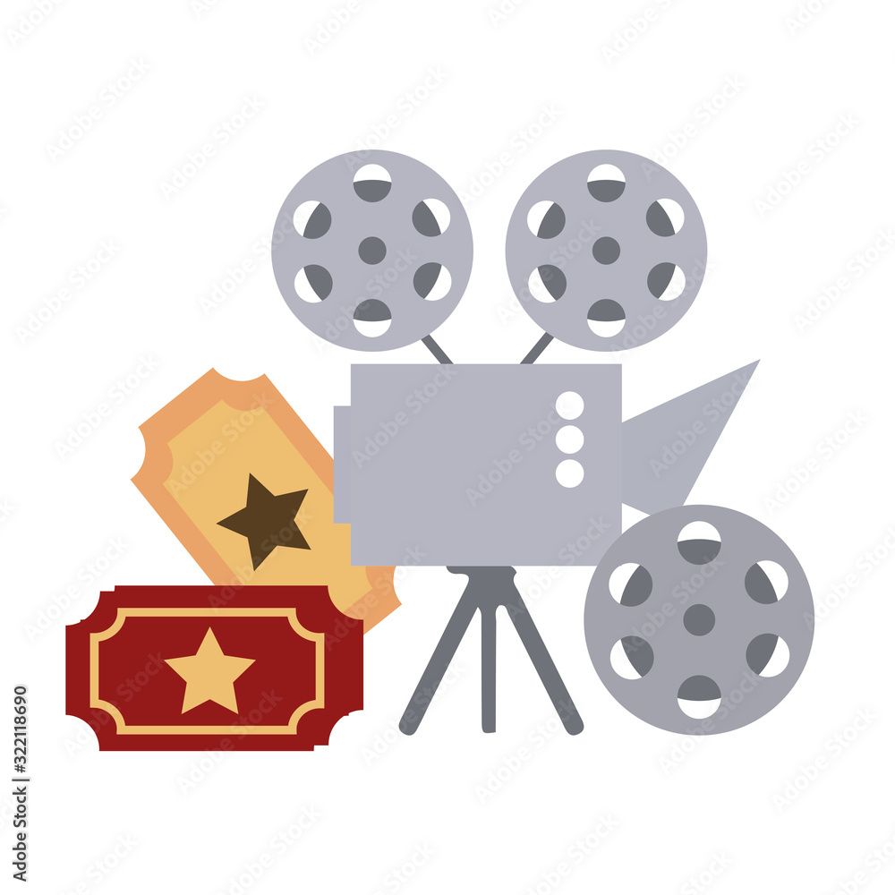 cinema projector and ticket isolated icon
