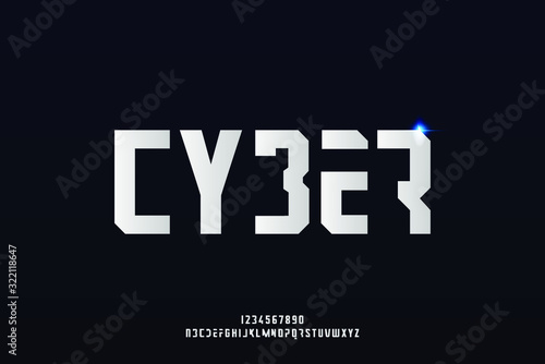 cyber, an Abstract technology futuristic alphabet font. digital space typography vector illustration design