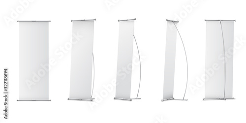Indoor Blank L-Stand Banner for design presentation. Vector illustration on white background