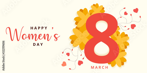 March 8, women's day poster background with flowers - Vector Illustration
