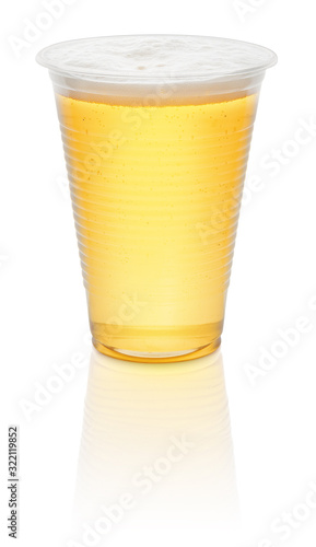 beer in a disposable plastic mug