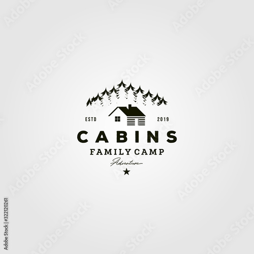 vintage cabins logo vector illustration design