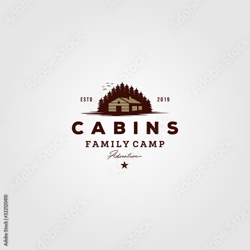 vintage cabins logo vector illustration design