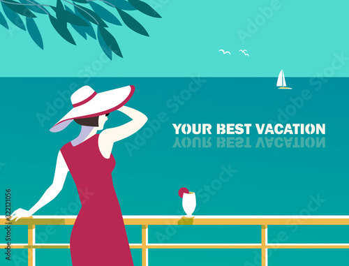 Best summer holidays hand drawn flat poster