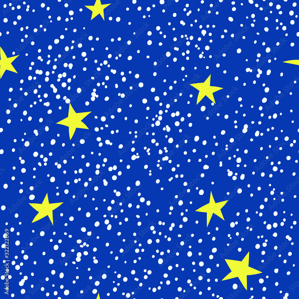 Night sky, seamless pattern with stars, hand drawn flat vector graphic Night sky, seamless pattern with stars, hand drawn flat vector graphic
