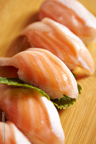 Salmon sushi, Japanese traditional dish