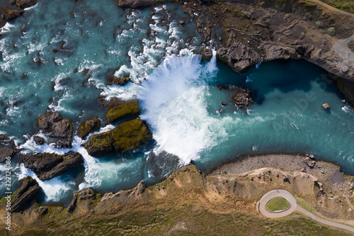 Fotografi Top down view of Godafoss waterfall