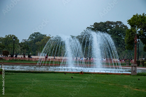 Fountain in the park flowing water