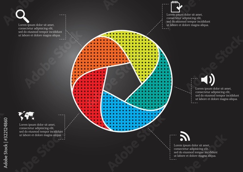 Infographic illustration vector template with shape of divided circle