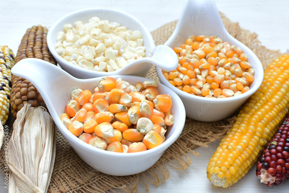 grains of natural corn in containers grains of natural corn in containers