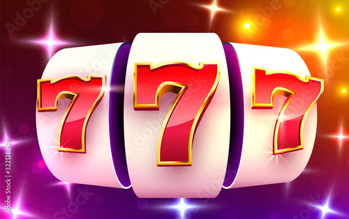 Slot machine wins the jackpot. 777 Big win casino concept.