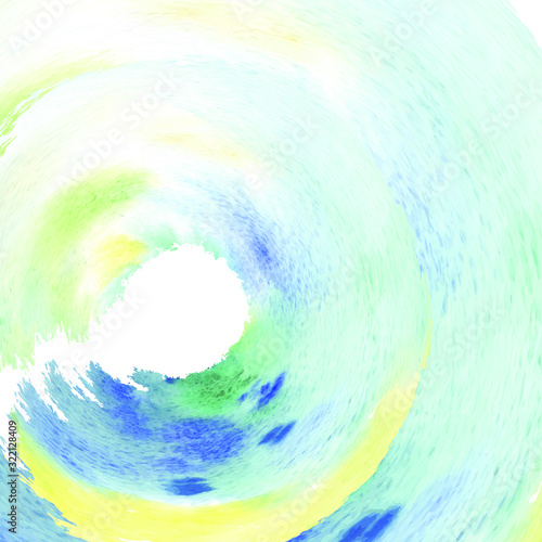 wave background from watercolor spots, blue and green, waves with place for text