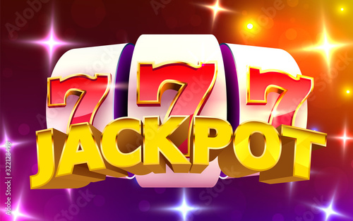 Slot machine wins the jackpot. 777 Big win casino concept.