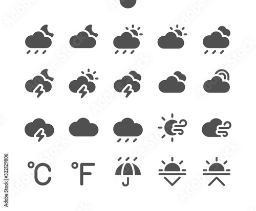 Weather v2 UI Pixel Perfect Well-crafted Vector Solid Icons 48x48 Ready for 24x24 Grid for Web Graphics and Apps. Simple Minimal Pictogram