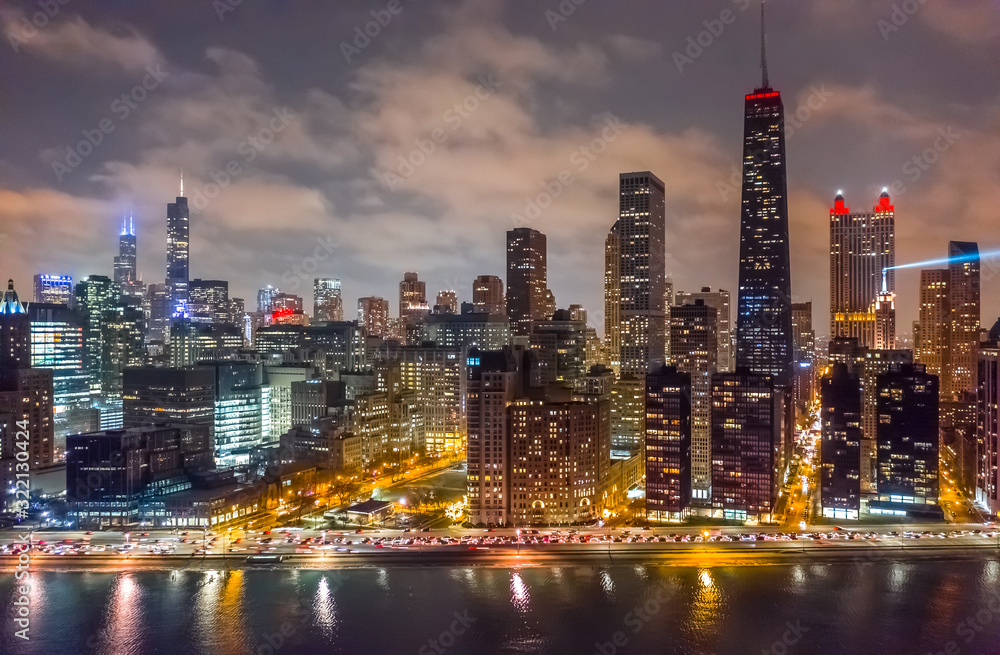 custom made wallpaper toronto digitalChicago downtown buildings skyline aerial