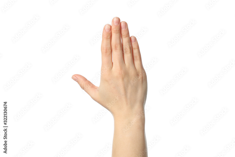 Woman hand isolated on white background. Gestures Woman hand isolated on white background. Gestures