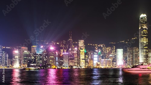 Hong Kong Skyline at night, symphony of lights time lapse