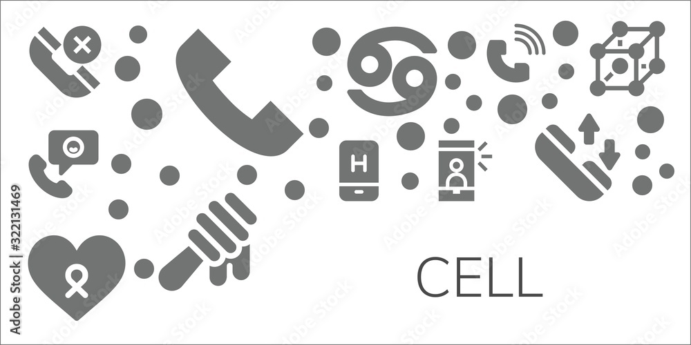 Fototapeta premium Modern Simple Set of cell Vector filled Icons