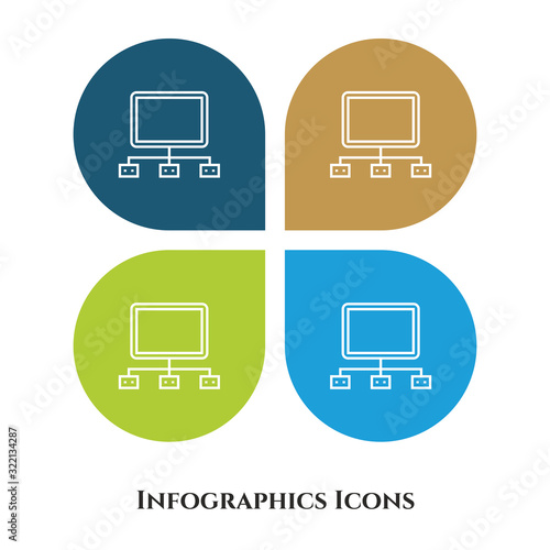 Computer Networking Vector Illustration icon for all purpose. Isolated on 4 different backgrounds.