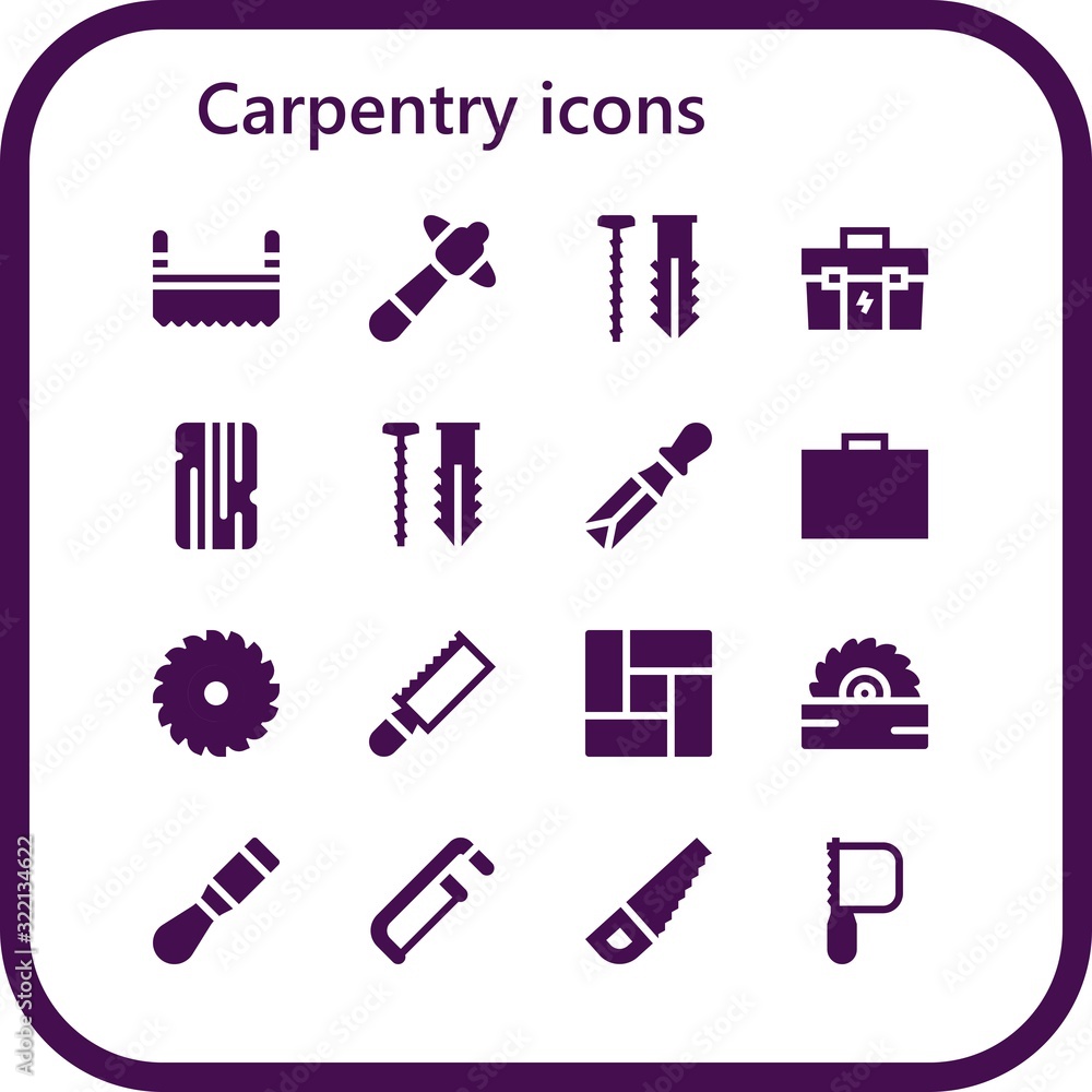 Modern Simple Set of carpentry Vector filled Icons Modern Simple Set of carpentry Vector filled Icons