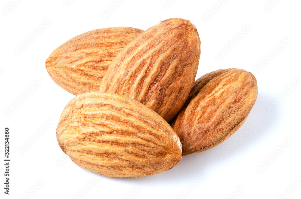 Group of Almonds Isolated on White Background Group of Almonds Isolated on White Background