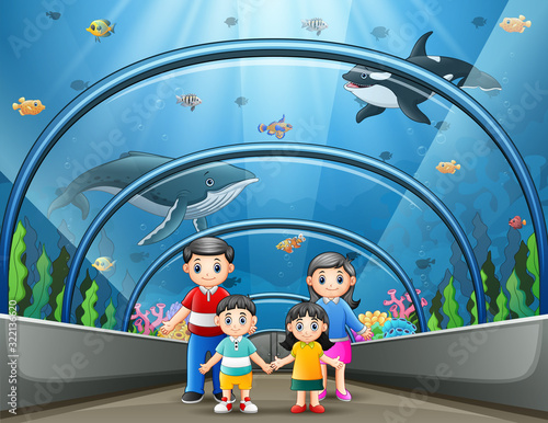 A happy family at sea aquarium