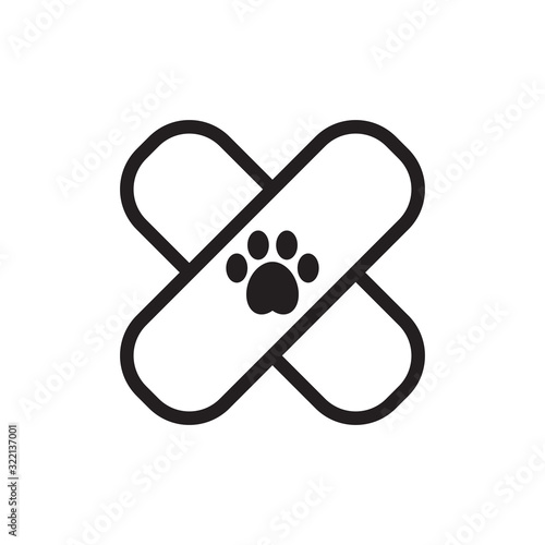 Medical veterinary plaster with paw in center