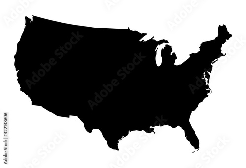 Map of the USA. Map of the United States of America. Card in a flat style on a white background.