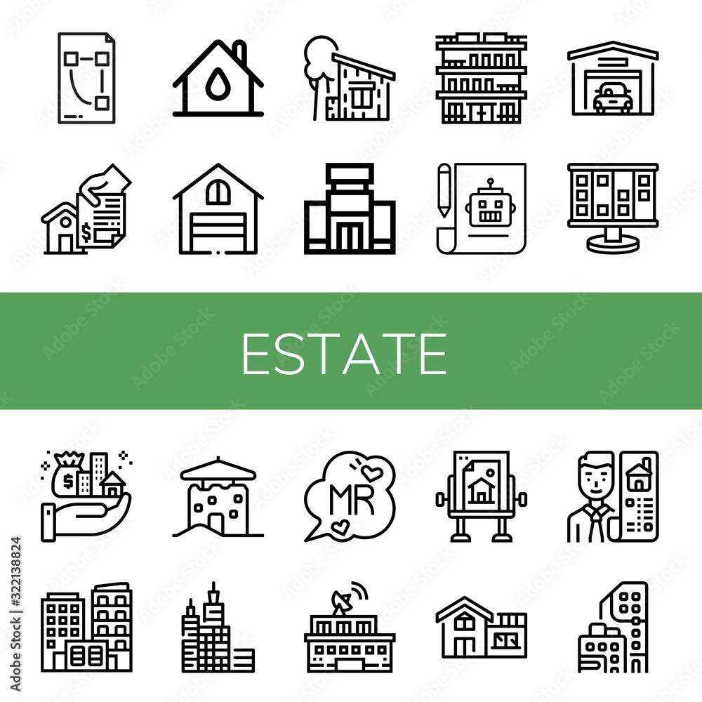 estate simple icons set